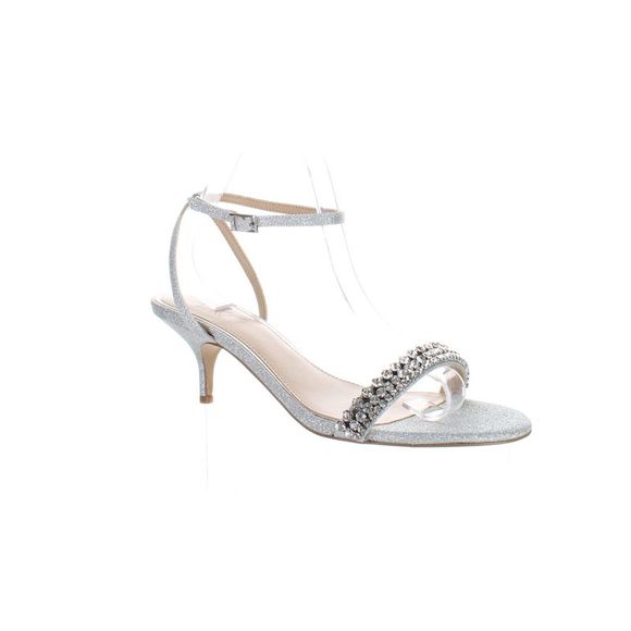 Badgley Mischka Womens Loren Silver Ankle Strap Heels Size 9 Medium (B, M) - Picture 2 of 4